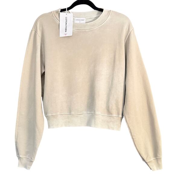 Cotton Citizen Milan French Terry Crewneck –Sand Sz S 100% Cotton Made USA NWT - Picture 3 of 13